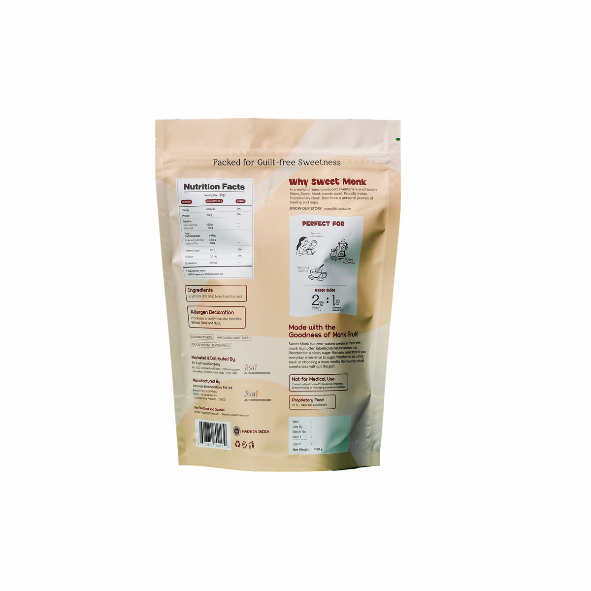 Monk Fruit Sweetener - 400GM